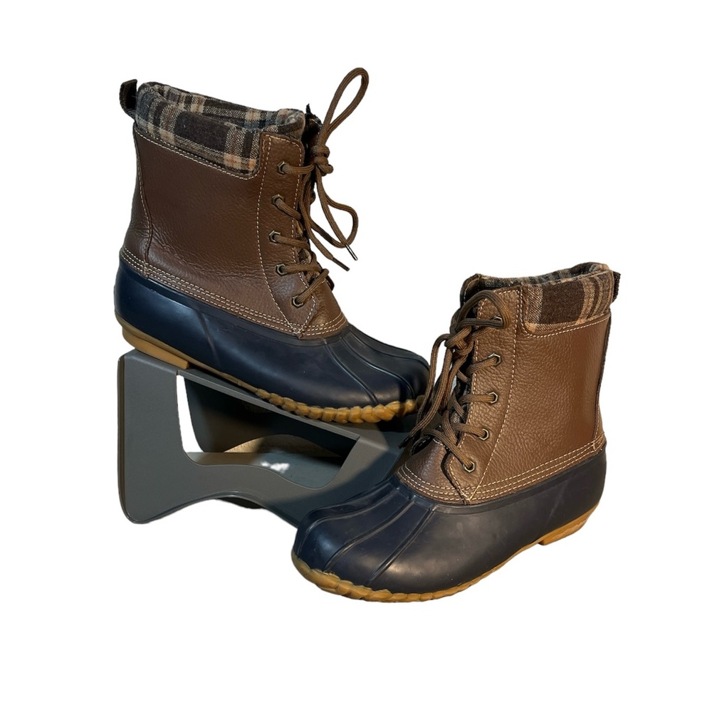 Sporto The Original Genuine Duck Debunk Plaid Tan Brown Boots Size 9 M